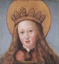 Репродукция картины "head of a female saint" художника "гольбейн младший ганс"