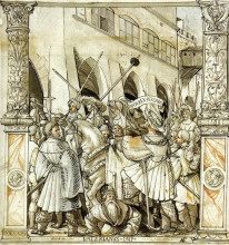 Картина "the humiliation of the emperor valerian by the persian king sapor" художника "гольбейн младший ганс"