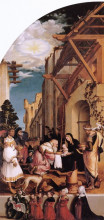 Картина "oberried altarpiece, left interior wing - the adoration of the magi" художника "гольбейн младший ганс"