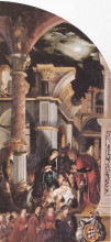 Картина "oberried altarpiece, right interior wing - the birth of christ" художника "гольбейн младший ганс"