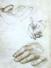 Картина "studies of the hands of erasmus of rotterdam" художника "гольбейн младший ганс"