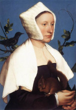 Картина "lady with a squirrel and a starling" художника "гольбейн младший ганс"