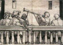 Картина "musicians on a balcony" художника "гольбейн младший ганс"