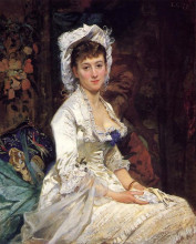 Репродукция картины "portrait of a woman in white" художника "гонсалес ева"