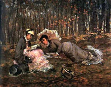 Копия картины "reading in the forest" художника "гонсалес ева"