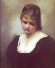 Репродукция картины "portrait of a woman" художника "готтлиб мауриций"