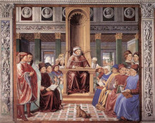 Репродукция картины "st. augustine reading rhetoric and philosophy at the school of rome" художника "гоццоли беноццо"