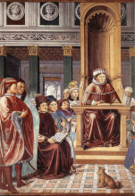 Репродукция картины "st. augustine reading rhetoric and philosophy at the school of rome (detail)" художника "гоццоли беноццо"