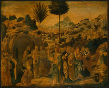 Репродукция картины "the raising of lazarus" художника "гоццоли беноццо"