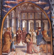 Репродукция картины "establishment of the manger at greccio" художника "гоццоли беноццо"