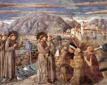 Картина "preaching to the birds and blessing montefalco" художника "гоццоли беноццо"