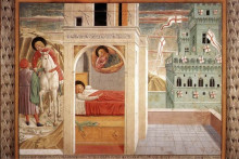 Копия картины "st. francis giving away his clothes, vision of the church militant and triumphant" художника "гоццоли беноццо"