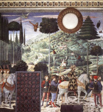 Репродукция картины "procession of the magus melchior (detail)" художника "гоццоли беноццо"