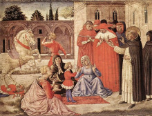 Картина "st. dominic reuscitates napoleone orsini" художника "гоццоли беноццо"