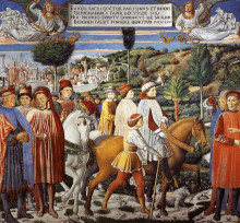Репродукция картины "st. augustine departing for milan" художника "гоццоли беноццо"