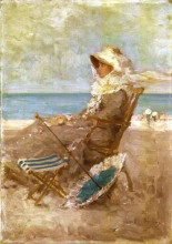 Репродукция картины "woman on the seashore" художника "григореску николае"