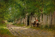 Копия картины "girls working by the gate" художника "григореску николае"