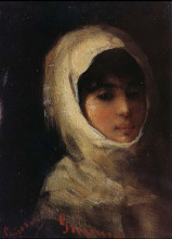 Копия картины "giri with white veil" художника "григореску николае"