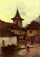Картина "catholic church in cimpulung" художника "григореску николае"
