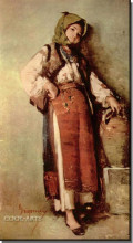 Репродукция картины "peasant woman with pitcher" художника "григореску николае"