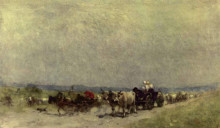 Репродукция картины "returning from the fair" художника "григореску николае"