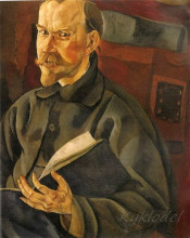 Копия картины "portrait of the artist b.m. kustodiev" художника "григорьев борис"