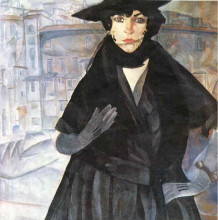 Копия картины "a lady in black" художника "григорьев борис"