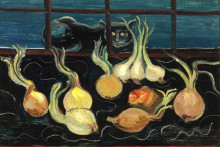 Репродукция картины "still life with cat and onions" художника "григорьев борис"