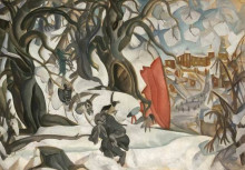 Копия картины "winter. red hill in the realm of berendey" художника "григорьев борис"