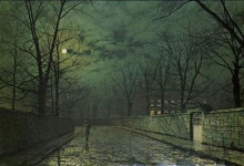 Репродукция картины "moonlight after rain" художника "гримшоу джон эткинсон"