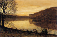 Репродукция картины "roundhay lake, leeds" художника "гримшоу джон эткинсон"