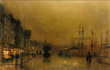 Репродукция картины "salthouse dock, liverpool" художника "гримшоу джон эткинсон"