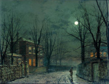 Копия картины "the old hall under moonlight" художника "гримшоу джон эткинсон"