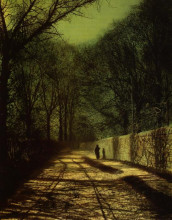 Репродукция картины "tree shadows on the park wall, roundhay park, leeds" художника "гримшоу джон эткинсон"
