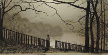 Репродукция картины "waterloo lake roundhay, park leeds" художника "гримшоу джон эткинсон"