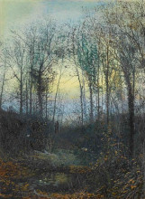 Копия картины "wooded valley, probably bolton woods lovers in a woodland clearing a pair" художника "гримшоу джон эткинсон"