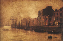 Репродукция картины "evening, whitby harbour" художника "гримшоу джон эткинсон"