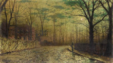 Копия картины "figure on a moonlit lane" художника "гримшоу джон эткинсон"