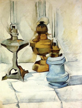Репродукция картины "three lamps" художника "грис хуан"