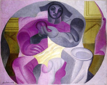 Репродукция картины "seated harlequin" художника "грис хуан"