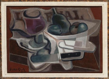 Репродукция картины "fruit dish and glass" художника "грис хуан"