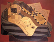 Репродукция картины "the guitar with inlay" художника "грис хуан"