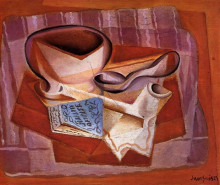 Репродукция картины "bowl, book and spoon" художника "грис хуан"