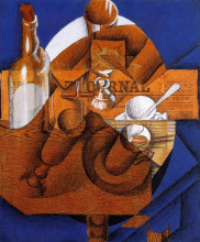 Репродукция картины "glass, cup and bottle" художника "грис хуан"