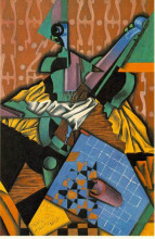 Репродукция картины "photograph of violin and checkerboard" художника "грис хуан"