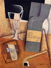 Копия картины "the bottle of banyuls" художника "грис хуан"