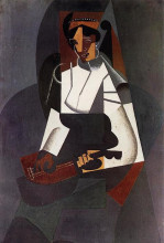 Репродукция картины "woman with a mandolin (after corot)" художника "грис хуан"