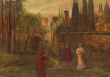 Картина "dante&#39;s meeting with beatrice" художника "гулачи лайош"