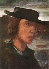 Копия картины "self-portrait with hat" художника "гулачи лайош"