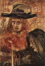 Картина "man with hat and woman with black scarf" художника "гулачи лайош"